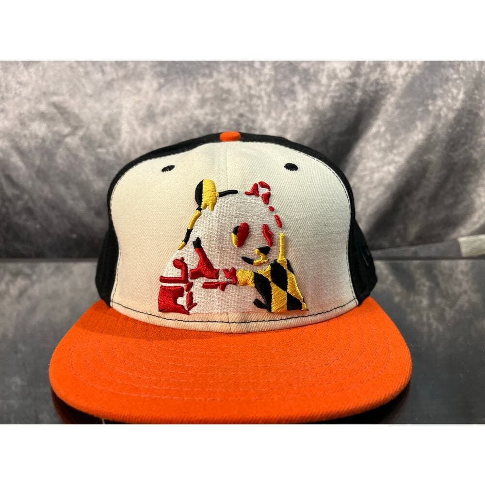 New Era Hat Size 7 5/8 Black/ White/Orange
