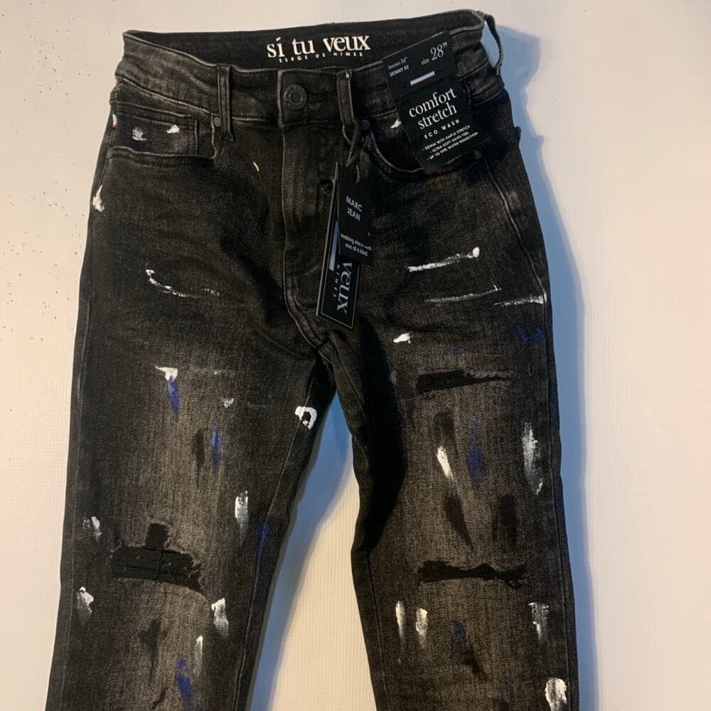 Si Tu Veux Superstack Black Wash Mens Jeans Size 30 - Thumbnail 2