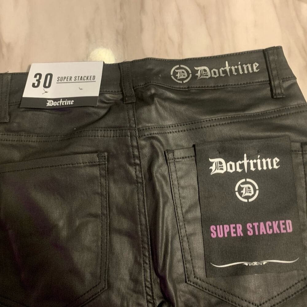 Doctrine Superstack Black Wax Mens Jeans Size 30 - Thumbnail 2