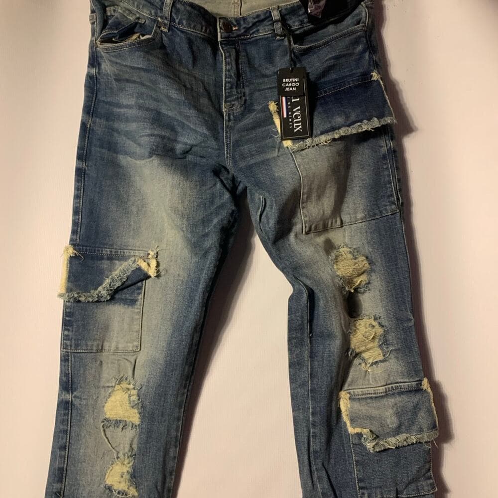 Si Tu Veux Superstack indigo Wash Mens Jeans Size 40 - Thumbnail 2