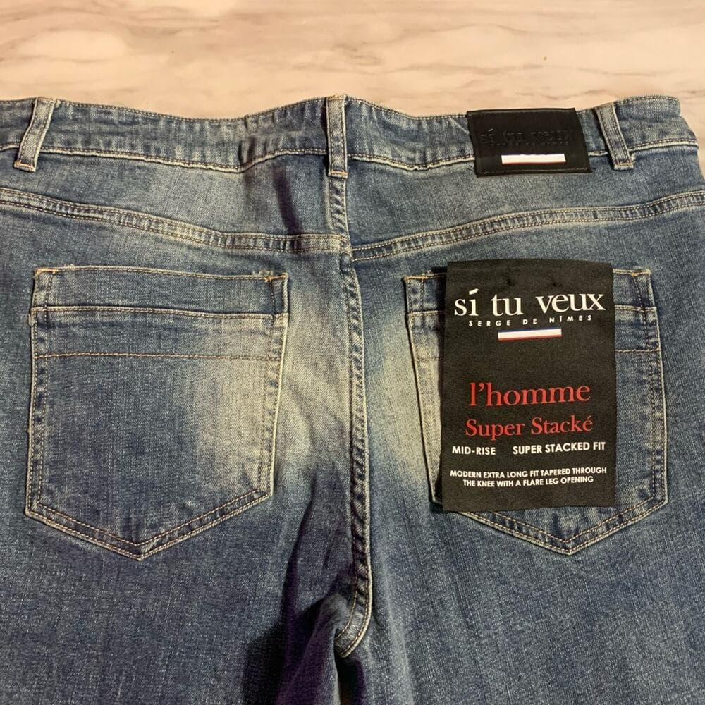 Si Tu Veux Superstack indigo Wash Mens Jeans Size 40 - Thumbnail 5