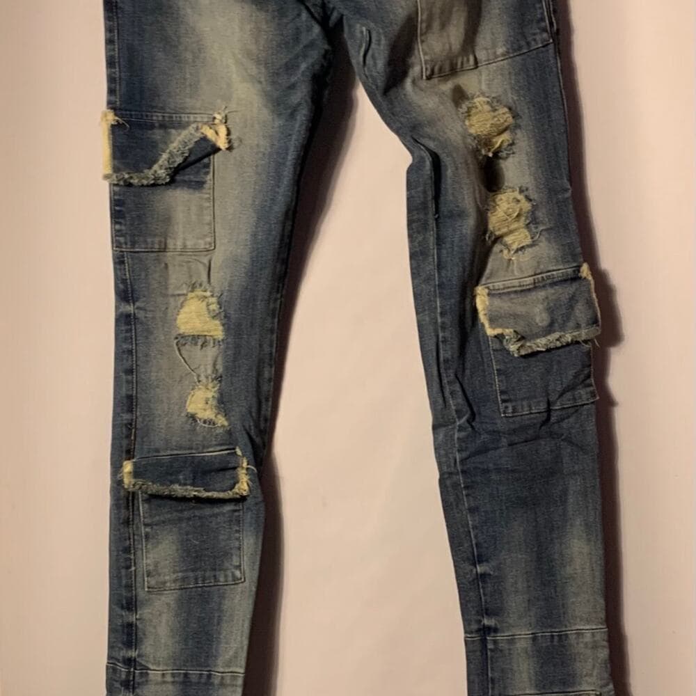 Si Tu Veux Superstack indigo Wash Mens Jeans Size 40 - Thumbnail 9