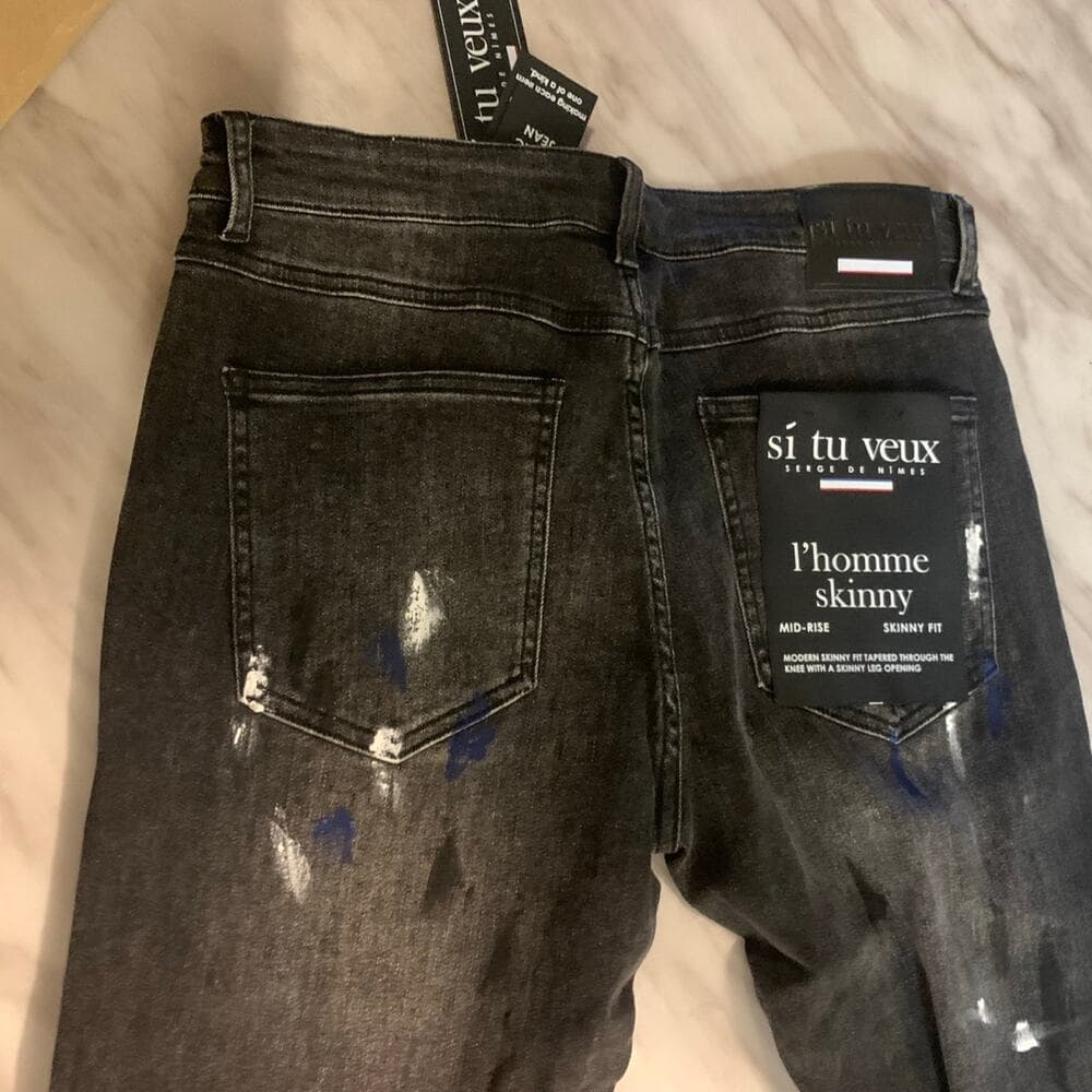 Si Tu Veux Superstack Black Wash Mens Jeans Size 34 - Thumbnail 7