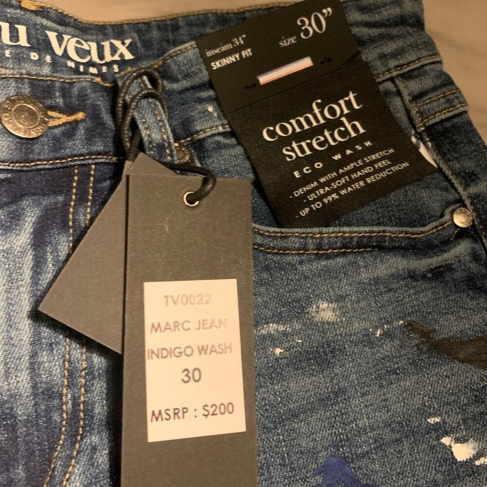 Si Tu Veux Superstack indigo Wash Jeans Size 30 - Thumbnail 6