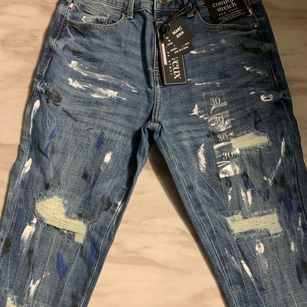 Si Tu Veux Superstack indigo Wash Jeans Size 30 - Thumbnail 5