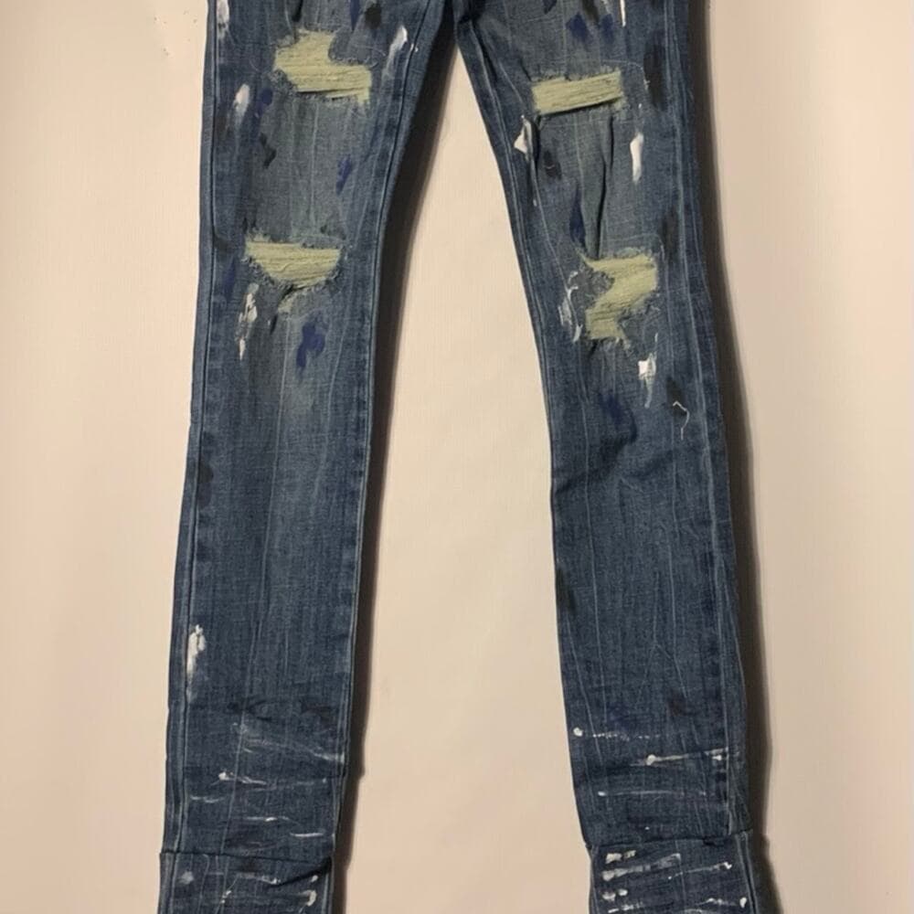 Si Tu Veux Superstack Indigo Wash Mens Jeans Size 28 - Thumbnail 8