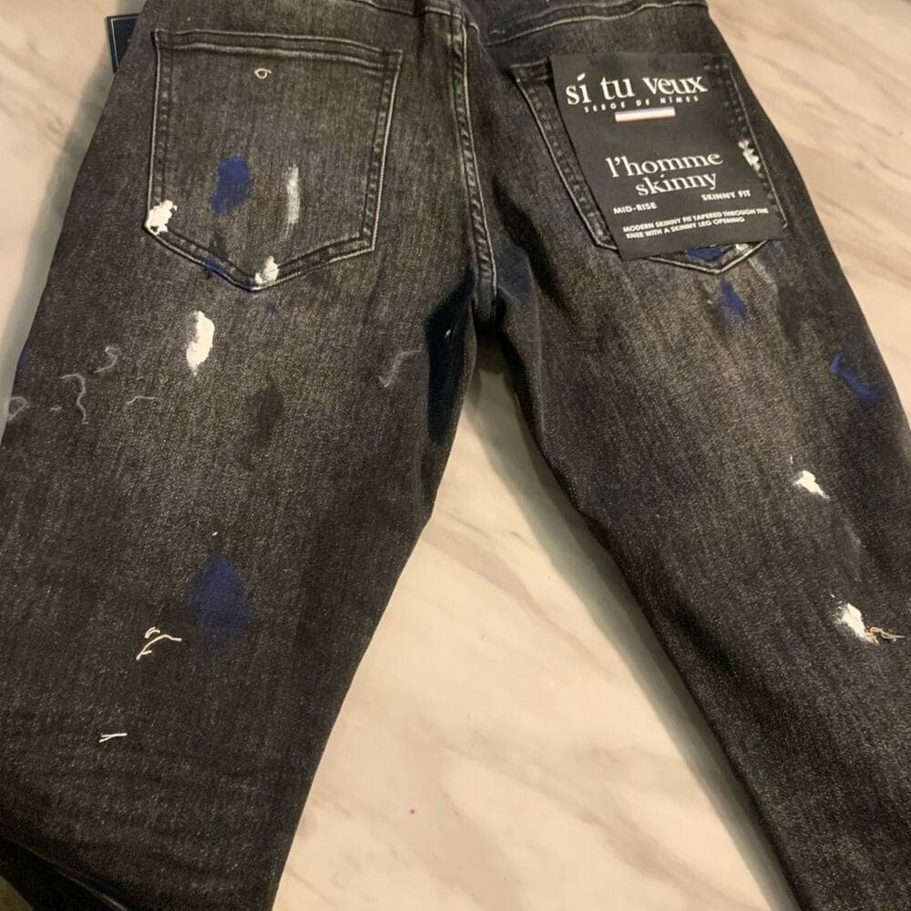 Si Tu Veux Superstack Black Wash Mens Jeans Size 28 - Thumbnail 6