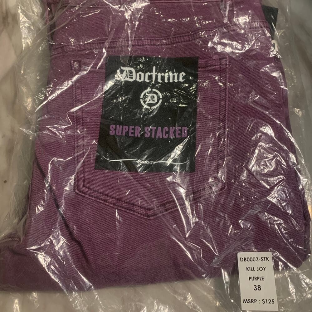 Doctrine Superstack Kill Joy Purple Mens Jeans Size 38 - Thumbnail 4
