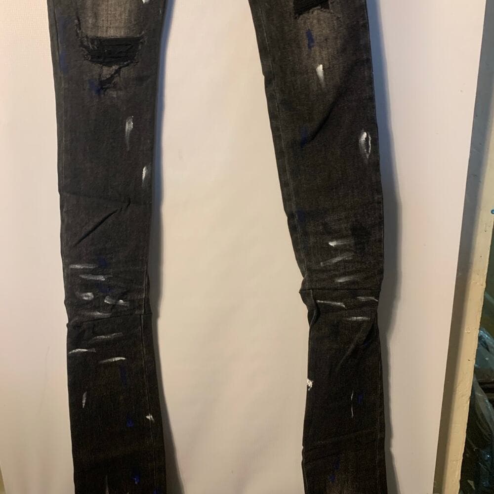 Si Tu Veux Superstack Black Wash Mens Jeans Size 32