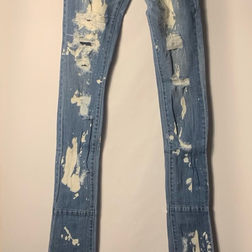 Si Tu Veux Superstack Indigo Bleach Mens Jeans 30 - Thumbnail 5