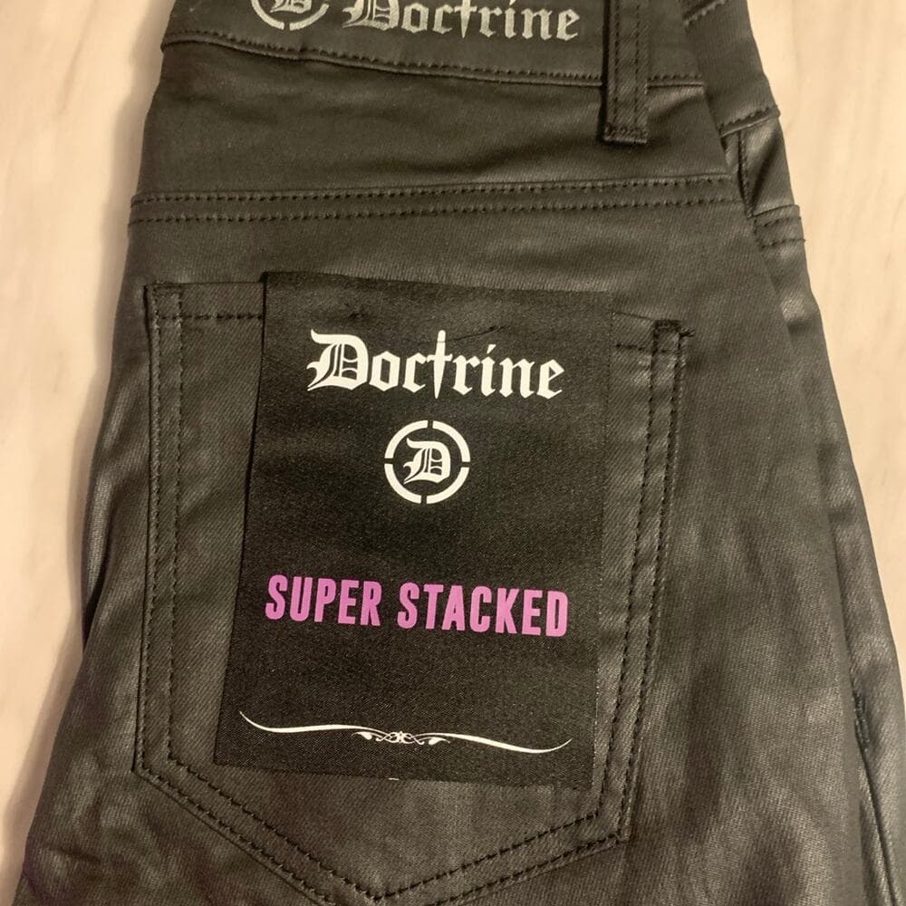 Doctrine Superstack Black Wax Mens Jeans Size 38 - Thumbnail 2