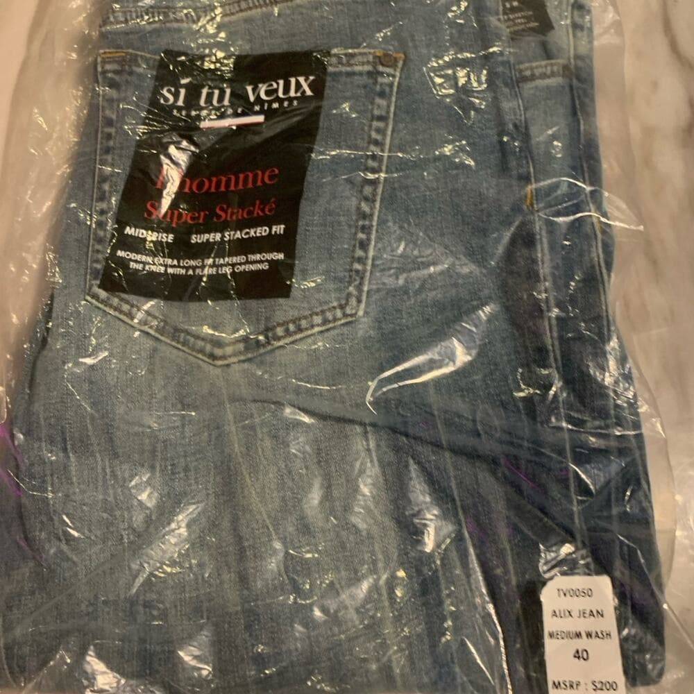 Si Tu Veux Superstack Medium Wash Mens Jean 40 - Thumbnail 7