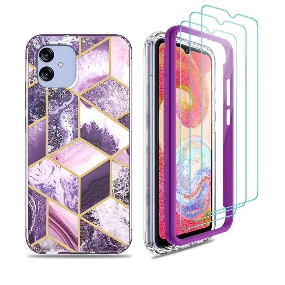 for Galaxy A04e Case, for Galaxy A03 Case with 3X Tempered Glass Screen Protecto - Thumbnail 3