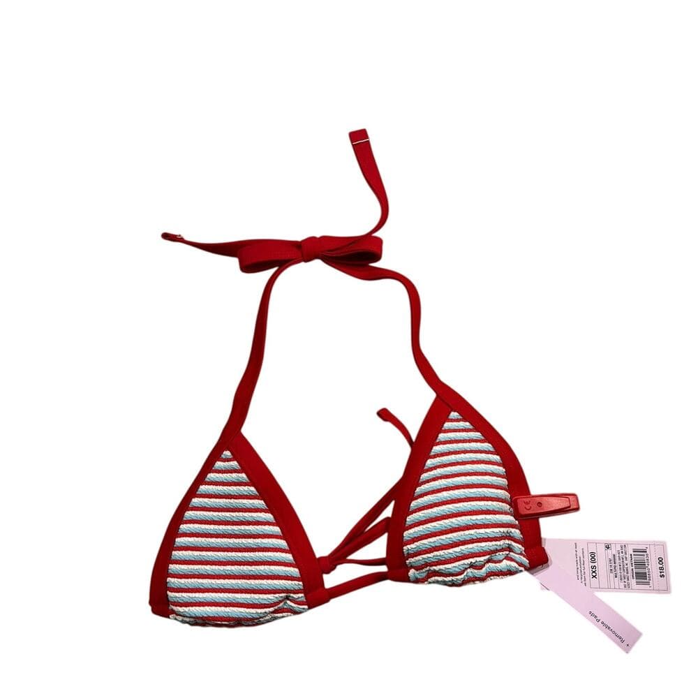 Women's Pucker Contrast Binding Triangle Bikini Top - Wild Fable Red - Thumbnail 5