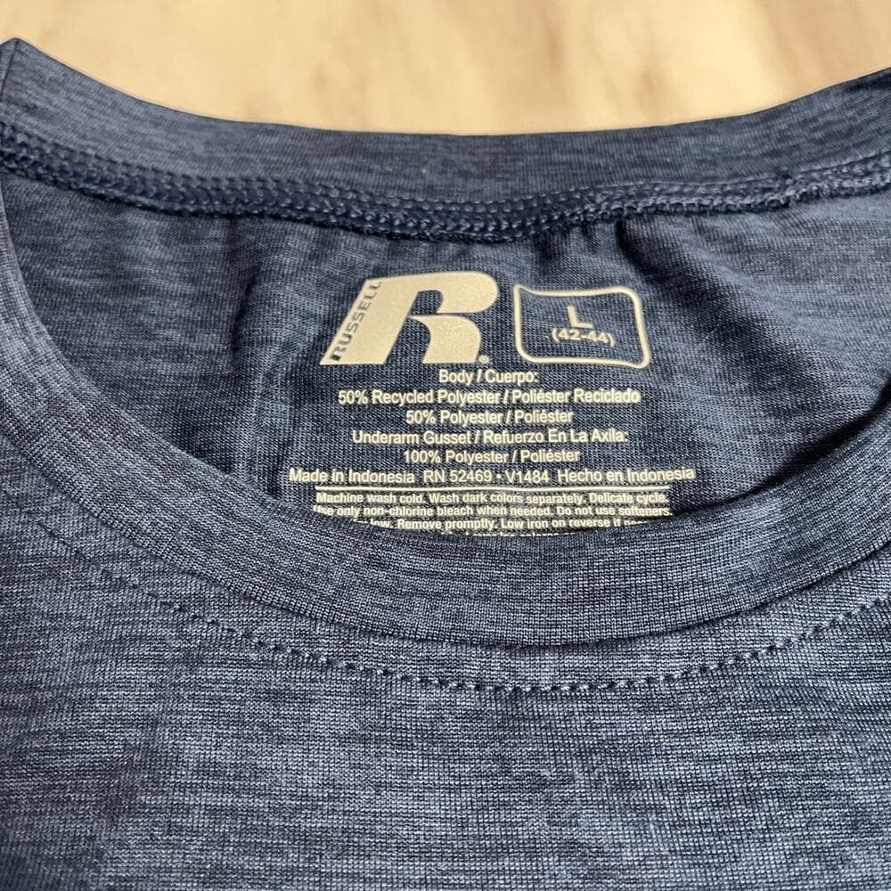 Russell Men’s T-Shirt Size Large Navy/Black - Thumbnail 2