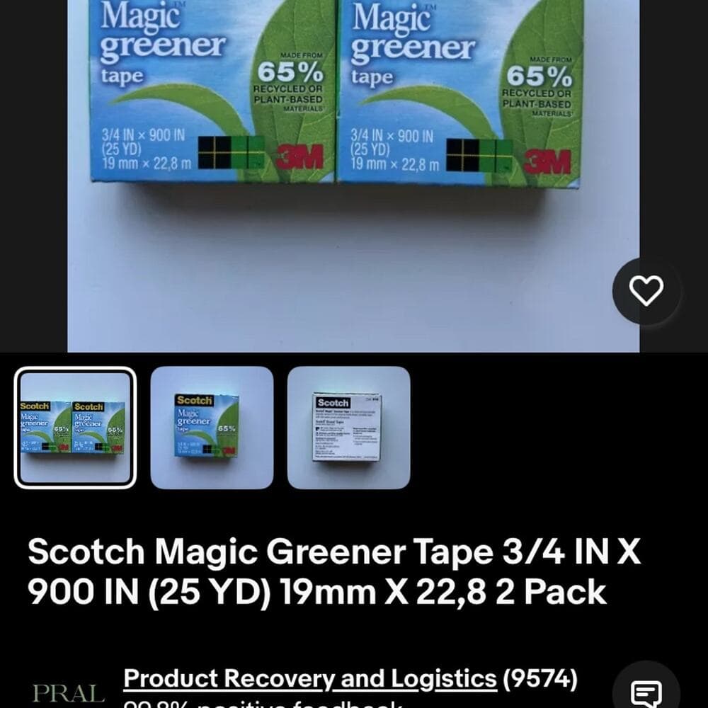 Scotch Magic Greener Tape 3/4 IN X 900 IN (25 YD) 19mm X 22,8 2 Pack - Thumbnail 2