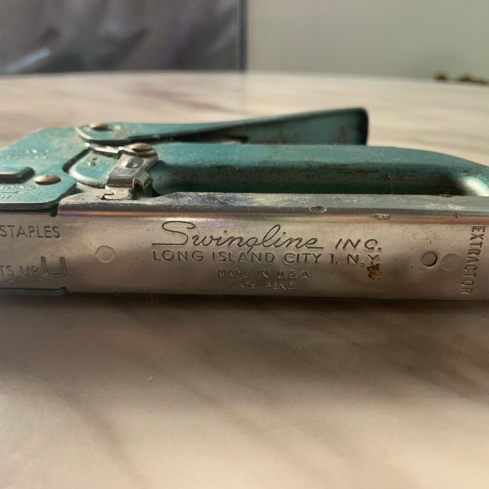 Vintage Antique Swingline 101 Stapler Staple Gun Green Long Island City NY - Thumbnail 2