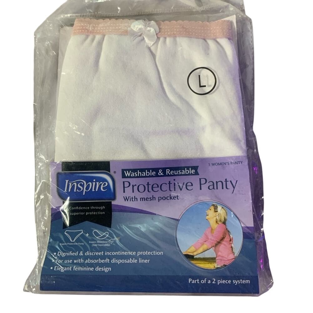 Inspire Women's Size Large White Washable Reusable Protective Panty NWT - Thumbnail 2