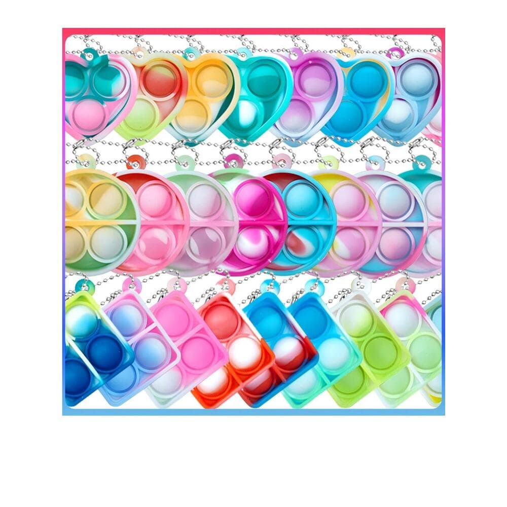 Pop Fidget Keychain 28 Pack Mini Fidget Toys - Thumbnail 5