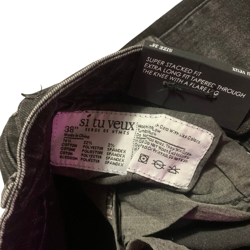 Si Tu Veux Superstack Black Wash Mens Jeans Size 38 - Thumbnail 4