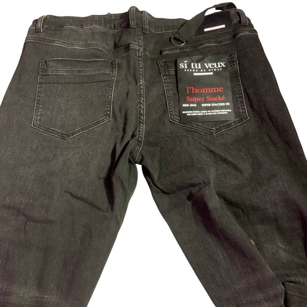 Si Tu Veux Superstack Black Wash Mens Jeans Size 38 - Thumbnail 6