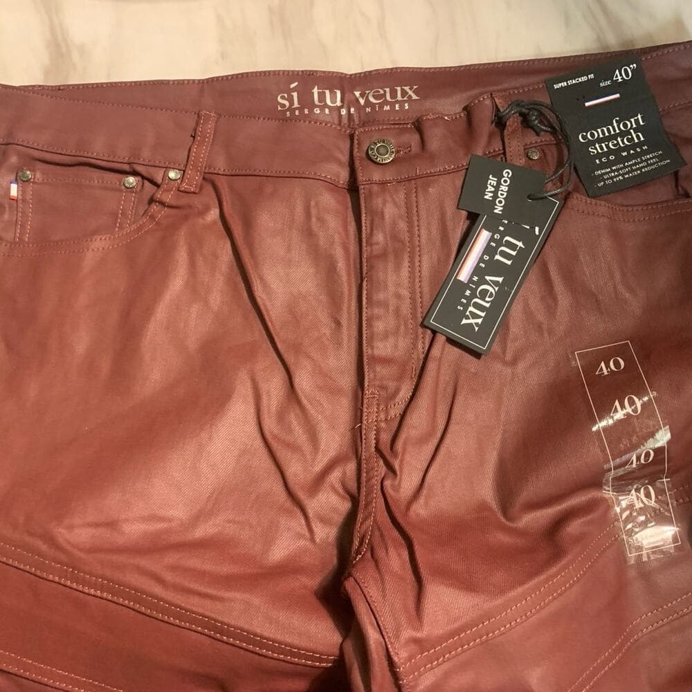 Si Tu Veux Superstack Burgundy Wax Mens Jeans Size 40 - Thumbnail 3