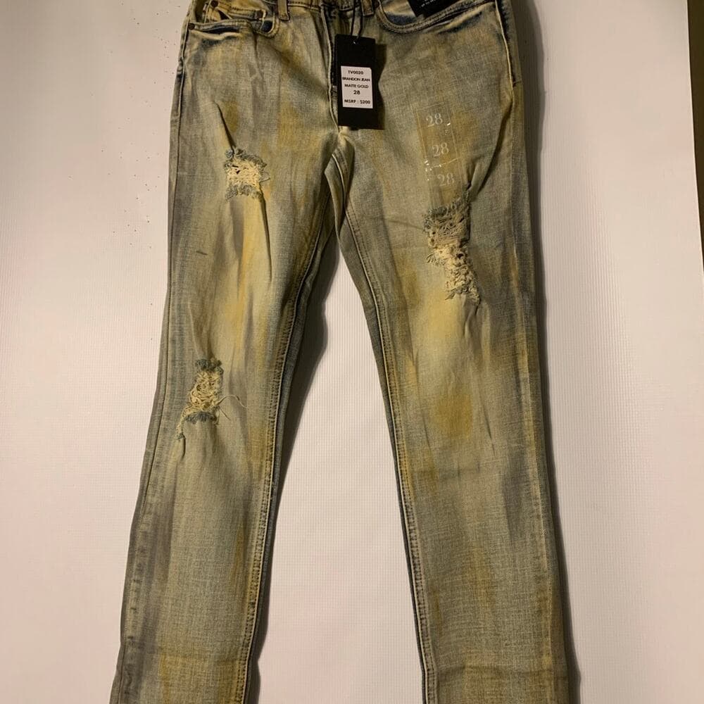 Si Tu Veux Superstack Matte Gold Mens Jeans Size 28 - Thumbnail 3