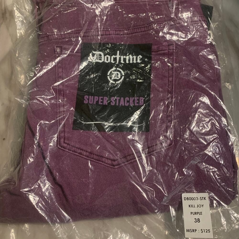 Doctrine Superstack Kill Joy Purple Mens Jeans Size 38 - Thumbnail 4