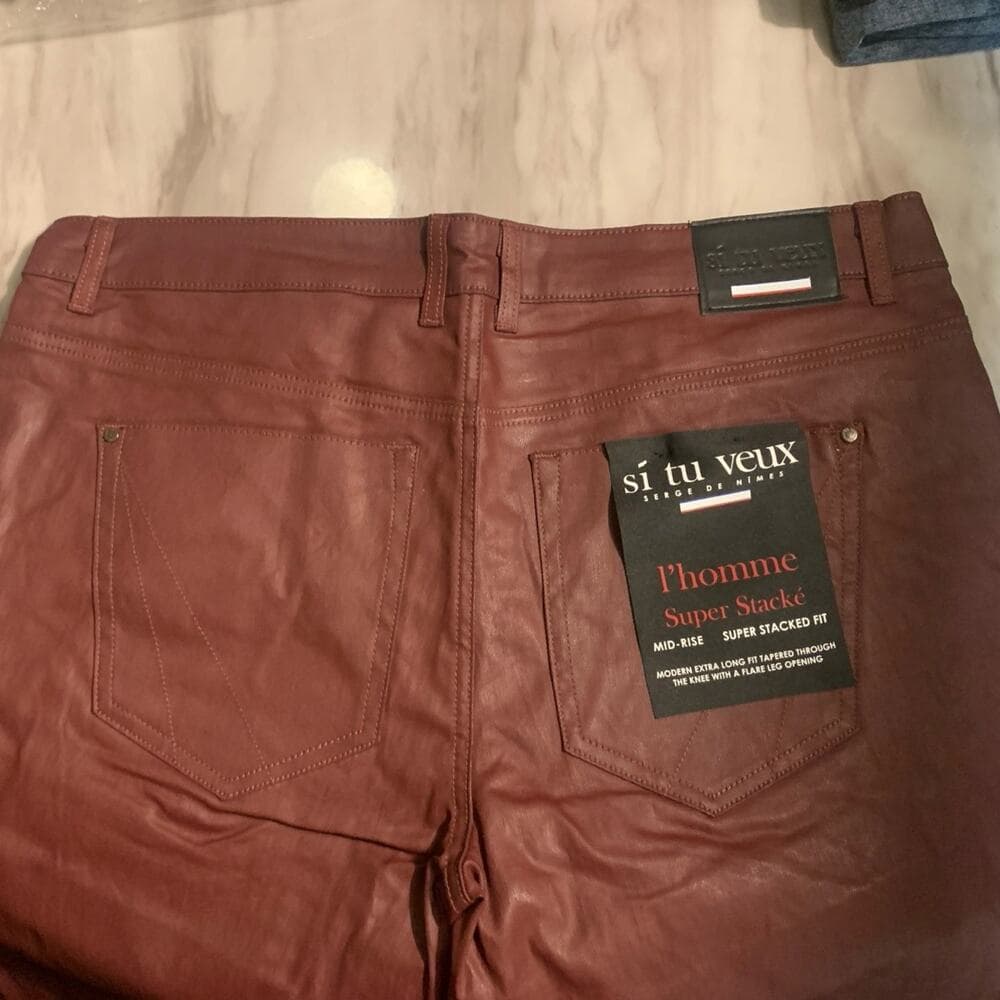 Si Tu Veux Superstack Burgundy Wax Mens Jeans Size 40 - Thumbnail 4