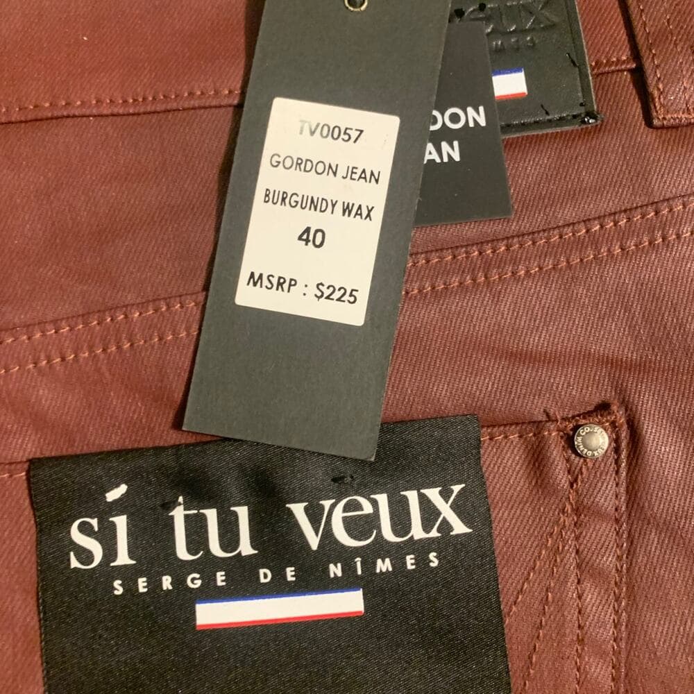 Si Tu Veux Superstack Burgundy Wax Mens Jeans Size 40 - Thumbnail 2
