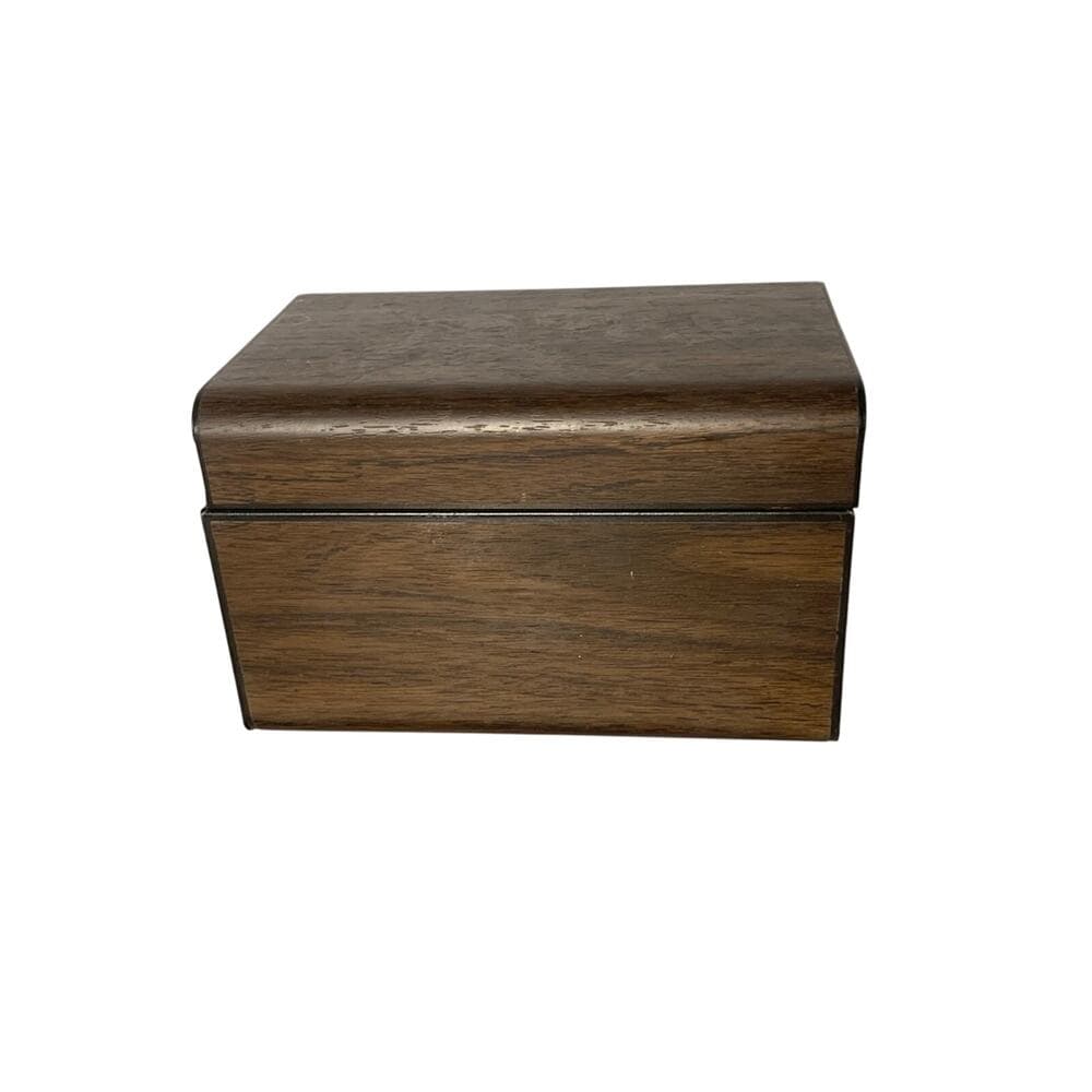 Vintage Metal Faux Wood Recipe Box 3"x 5" cards| Rustic Kitchen Storage - Thumbnail 6