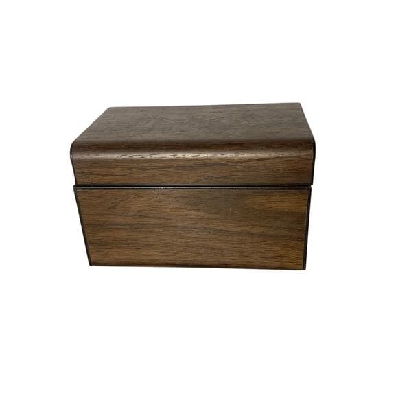 Vintage Metal Faux Wood Recipe Box 3"x 5" cards| Rustic Kitchen Storage - Thumbnail 7