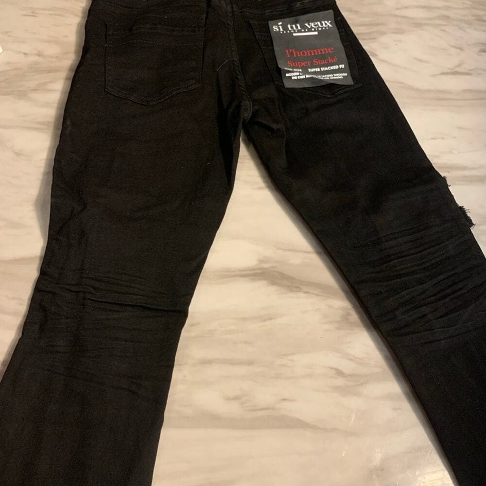 Si Tu Veux Superstack Jet Black Mens Jeans Size 40 - Thumbnail 4