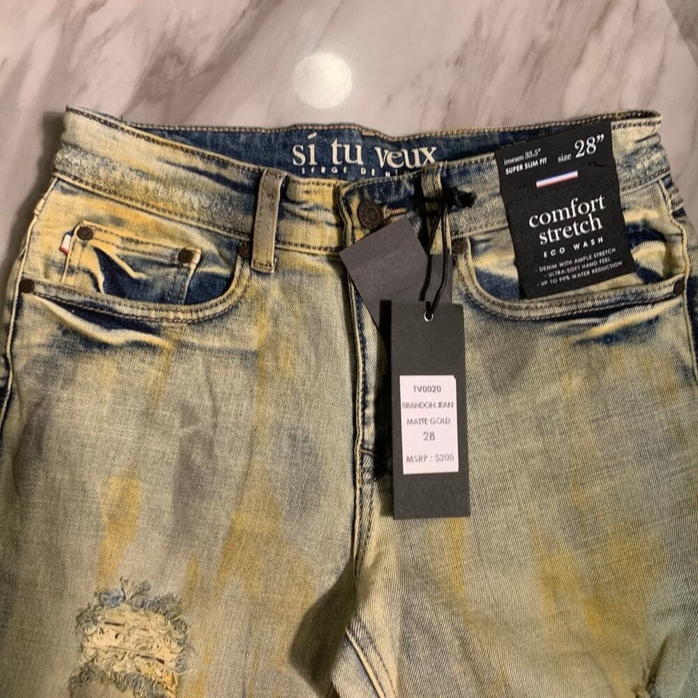 Si Tu Veux Superstack Matte Gold Mens Jeans Size 28 - Thumbnail 5