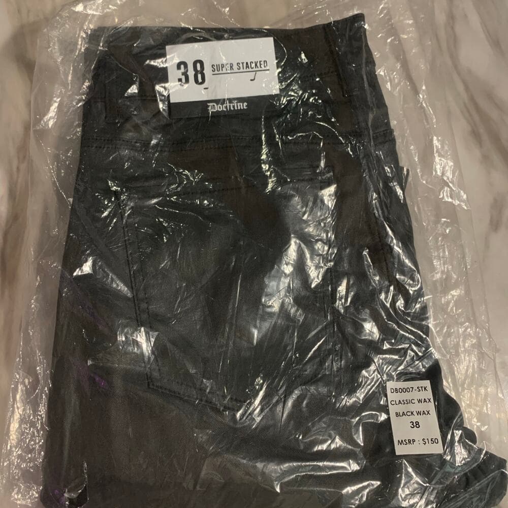 Doctrine Superstack Black Wax Mens Jeans Size 38 - Thumbnail 6