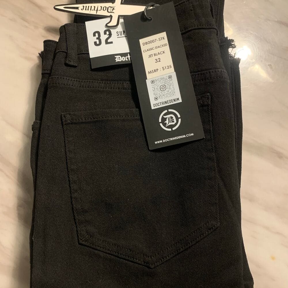 Doctrine Superstack Jet Black Mens Jeans Size 32 - Thumbnail 5