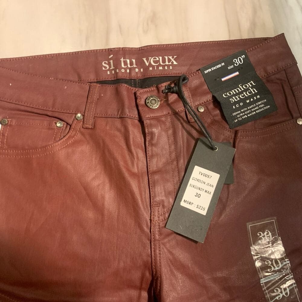 Si Tu Veux Superstack Burgundy Wax Mens Jeans Size 30 - Thumbnail 4