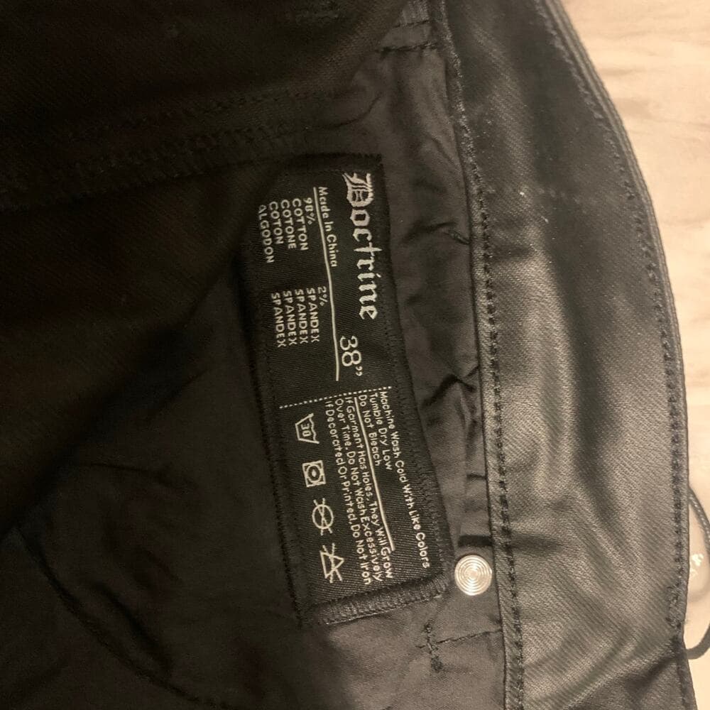 Doctrine Superstack Black Wax Mens Jeans Size 38 - Thumbnail 3