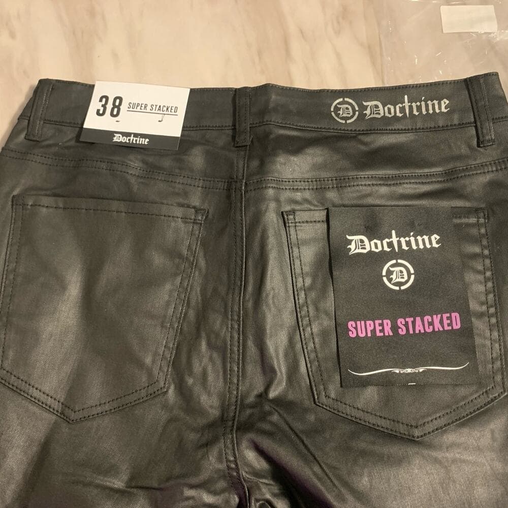 Doctrine Superstack Black Wax Mens Jeans Size 38 - Thumbnail 4