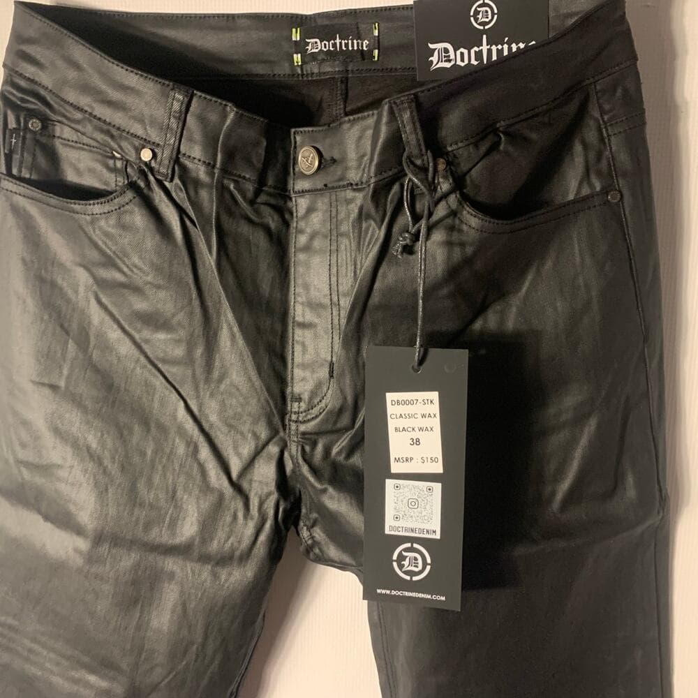 Doctrine Superstack Black Wax Mens Jeans Size 38