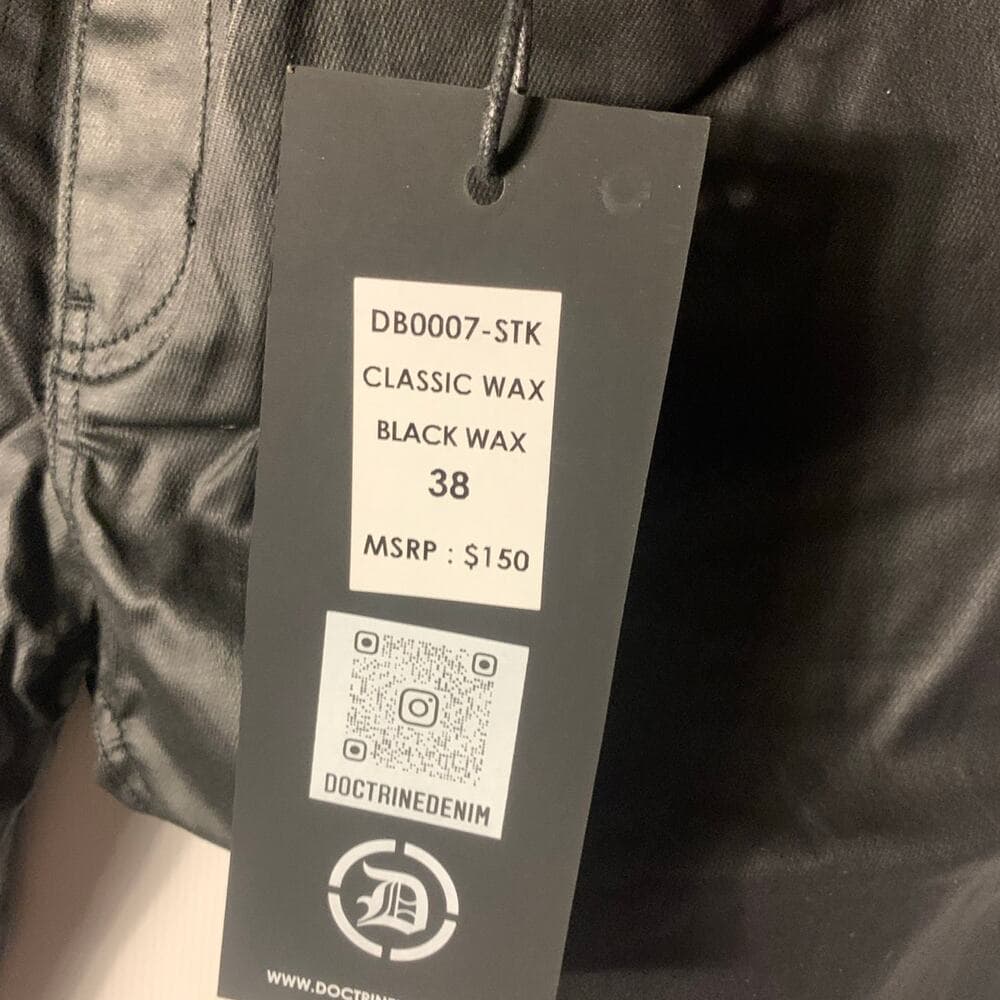Doctrine Superstack Black Wax Mens Jeans Size 38 - Thumbnail 2