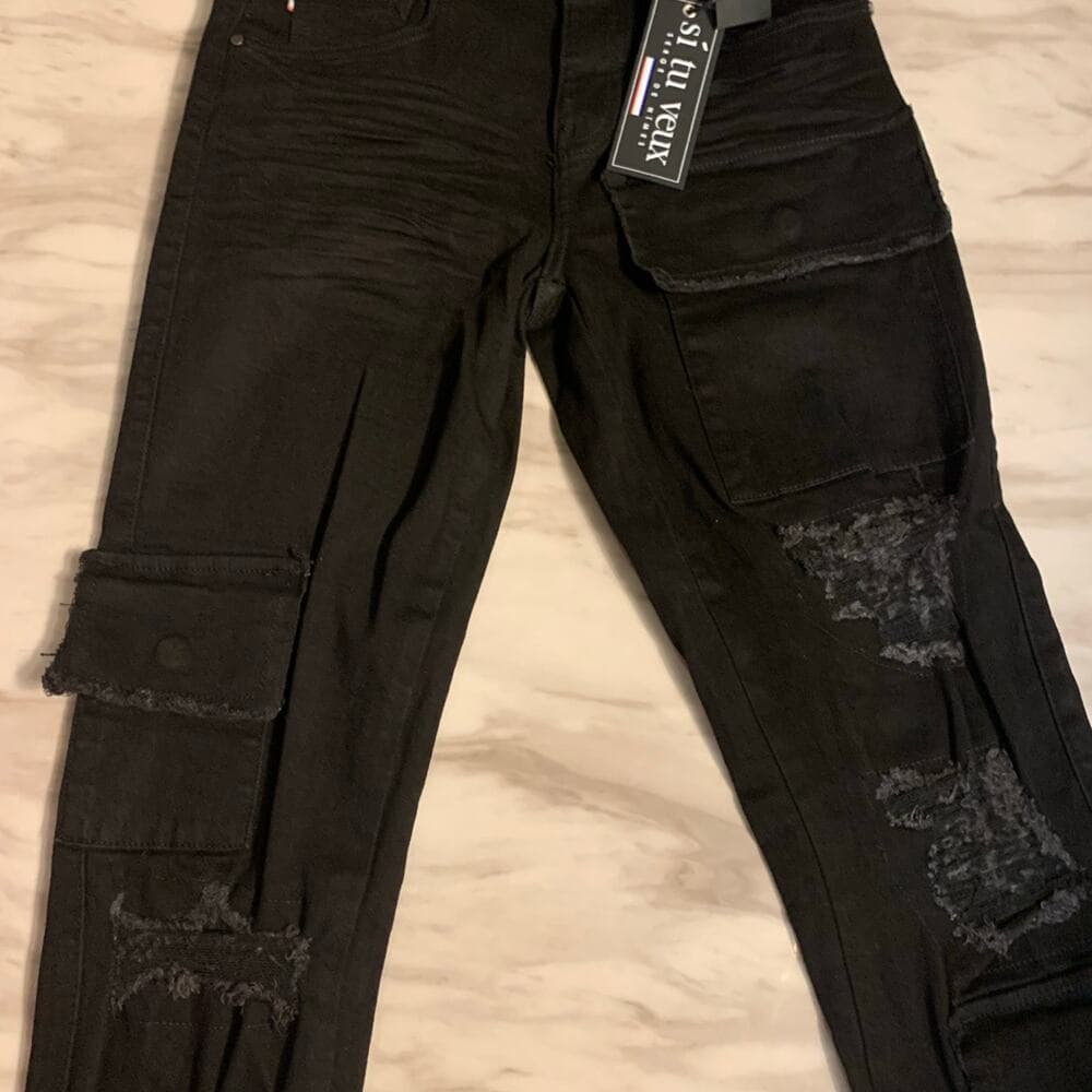 Si Tu Veux Superstack Jet Black Mens Jeans Size 40 - Thumbnail 3