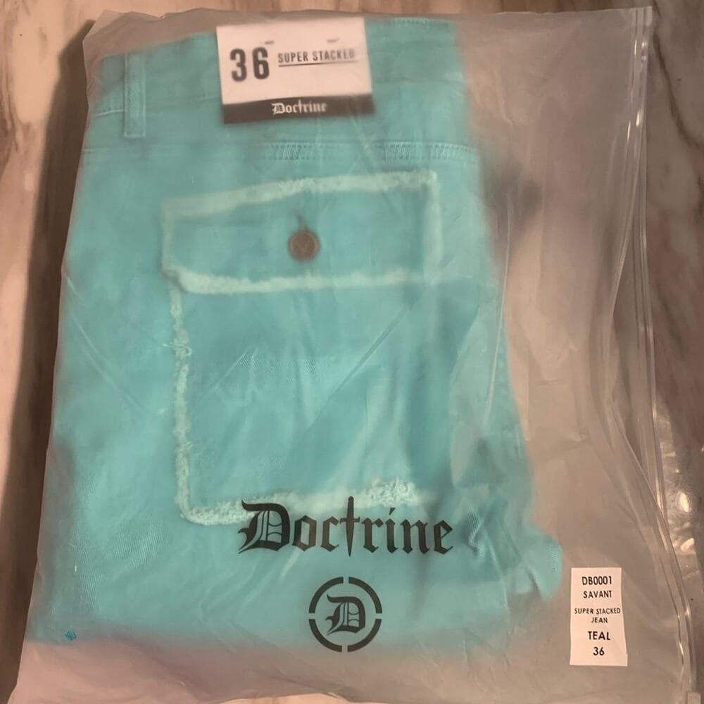 DOCTRINE DENIM (SAVANT TEAL SUPER STACKED JEAN) SIZE 36 - Thumbnail 5