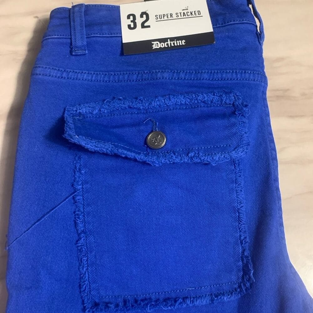 Doctrine Savant Super Stacked Cargo Jeans Royal Blue Size 32 - Thumbnail 6