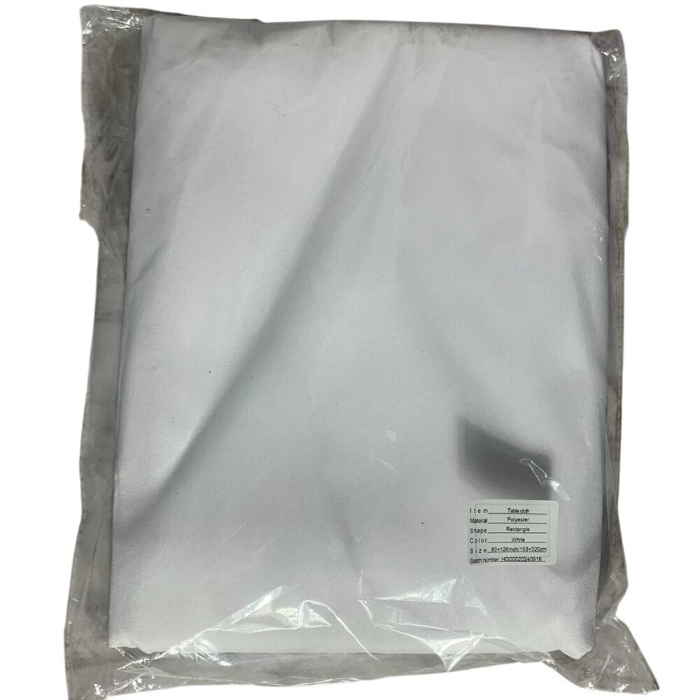 60'' x 126'' Polyester Tablecloth - White