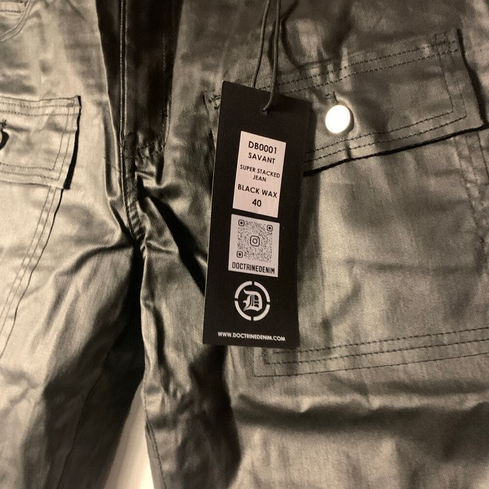 Doctrine Superstack Black Wax Mens Jeans Size 40 - Thumbnail 3