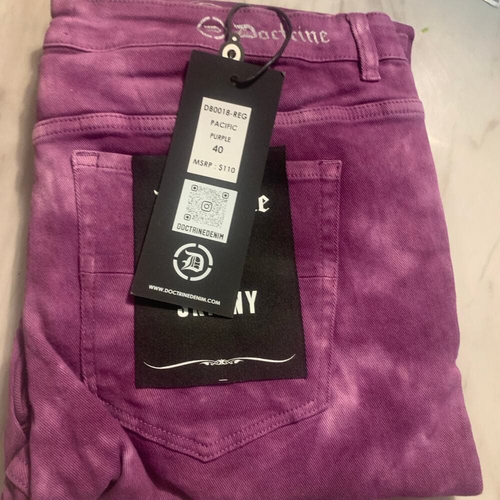 Doctrine Purple Superstack Mens Jeans Size 40 - Thumbnail 3