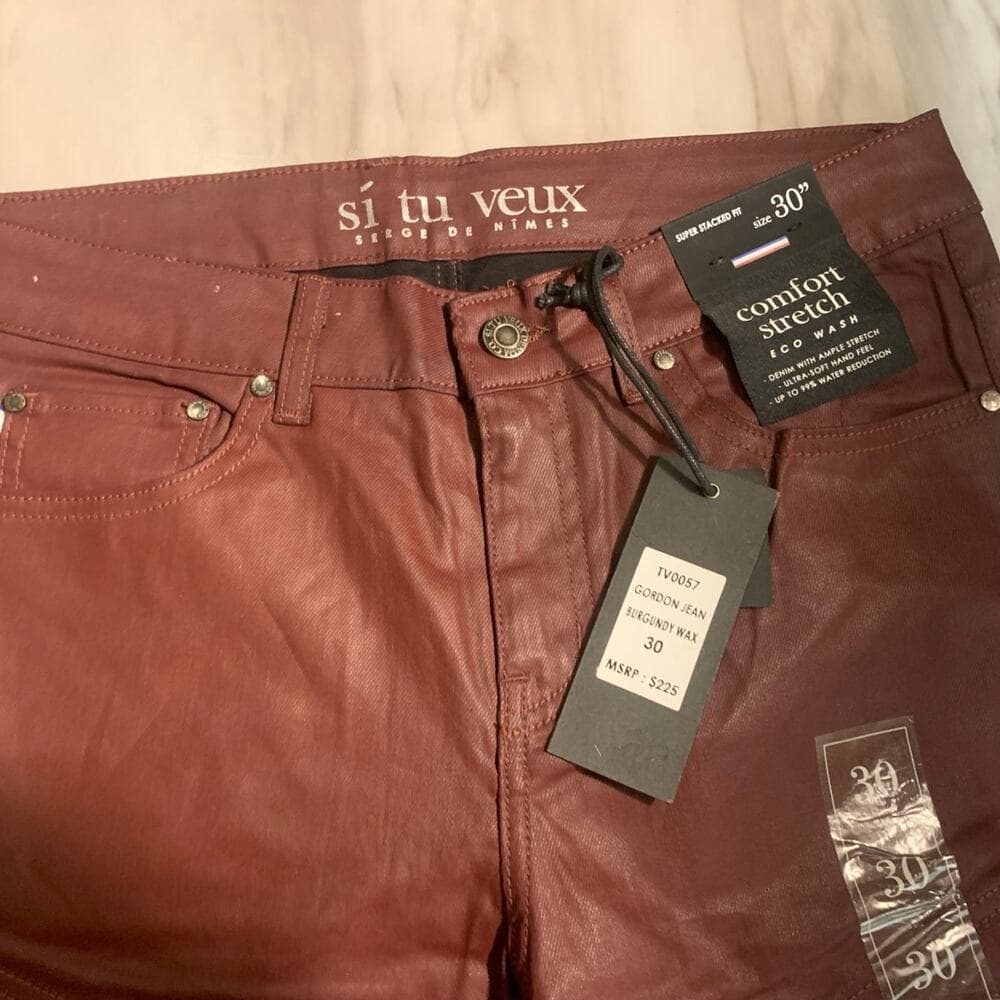 Si Tu Veux Superstack Burgundy Wax Mens Jeans Size 30 - Thumbnail 4