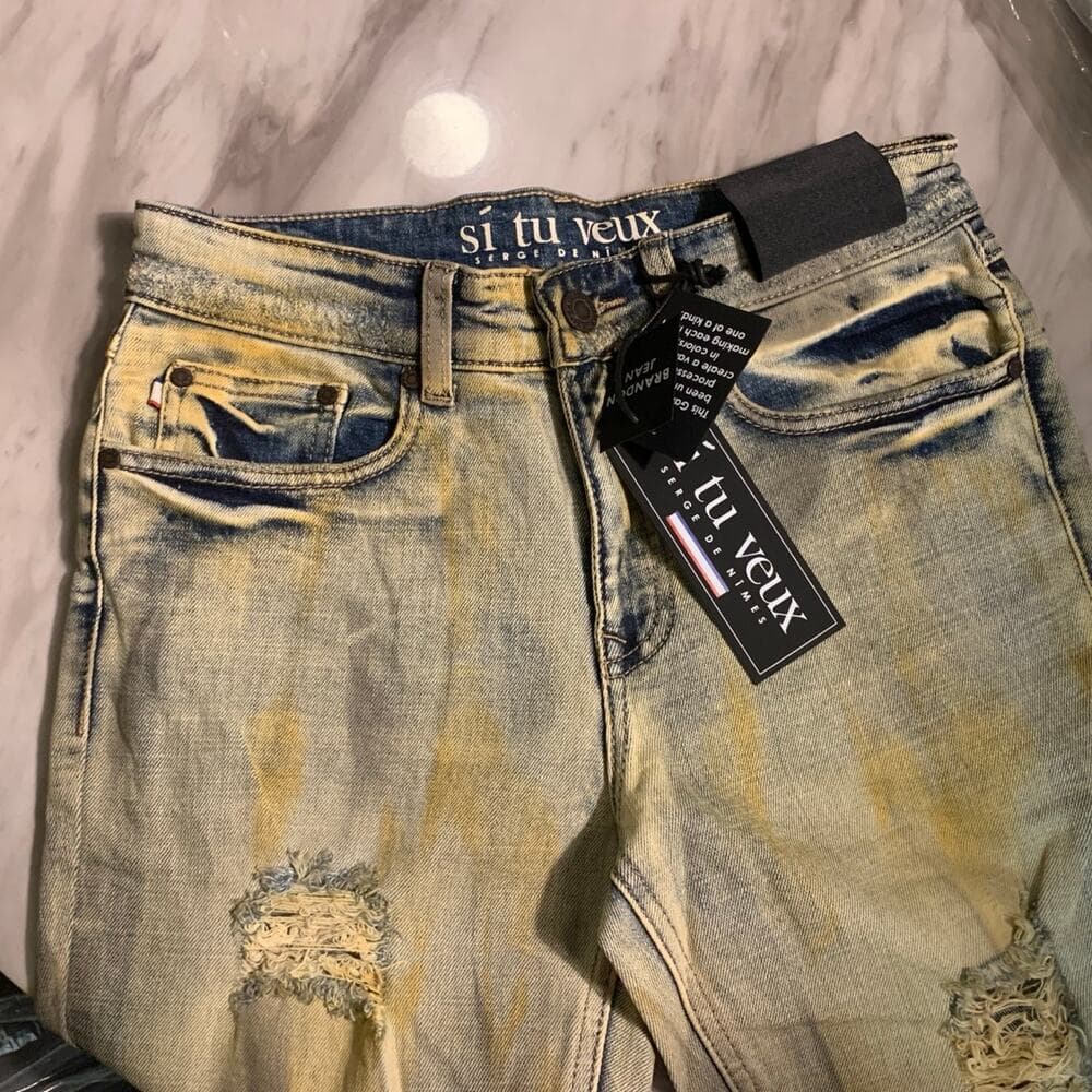 Si Tu Veux Superstack Matte Gold Mens Jeans 28 - Thumbnail 4