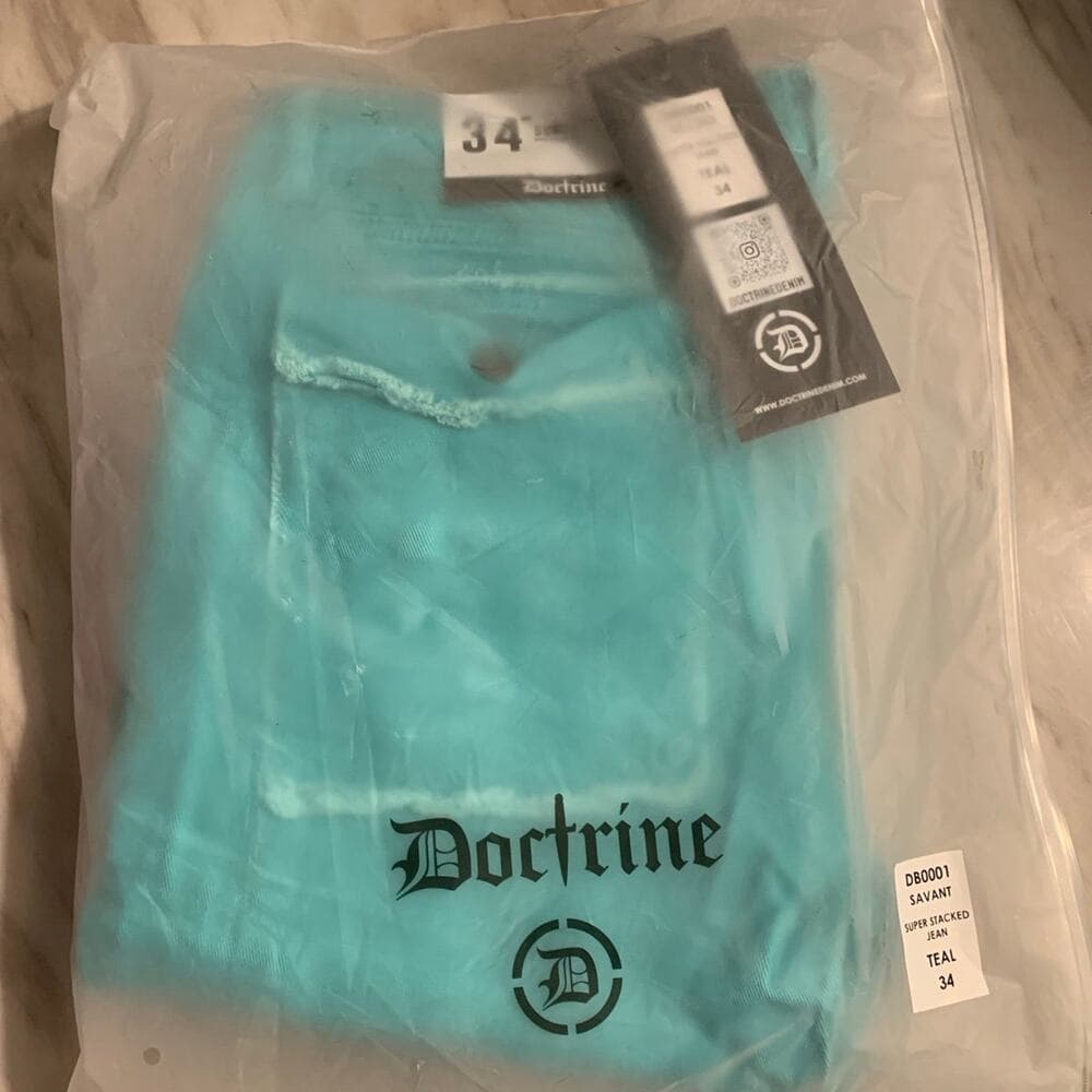 DOCTRINE DENIM (SAVANT TEAL SUPER STACKED JEAN) SIZE 34 - Thumbnail 5